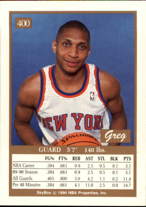 Basketball Card 1990-91 Skybox # 400 Mint New York Knicks Greg Grant 
