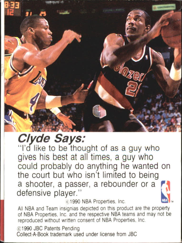 1990-91 Hoops CollectABooks #3 Clyde Drexler back image