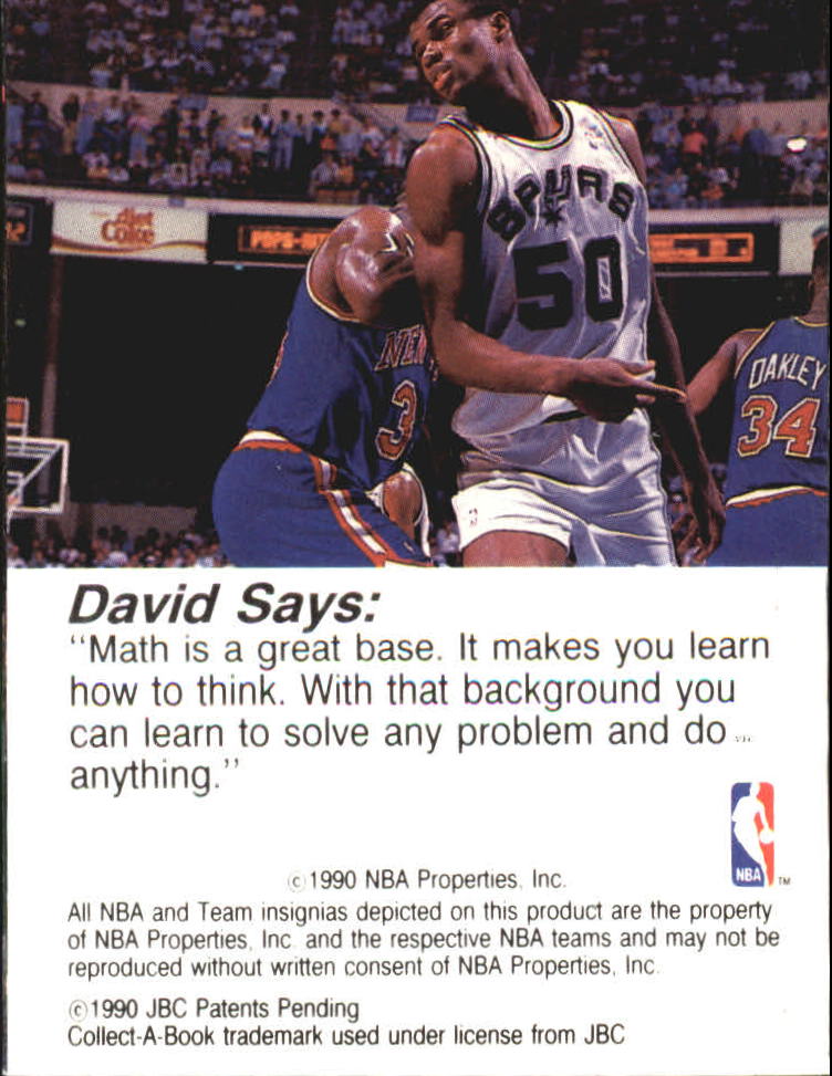 1990-91 Hoops CollectABooks #34 David Robinson back image