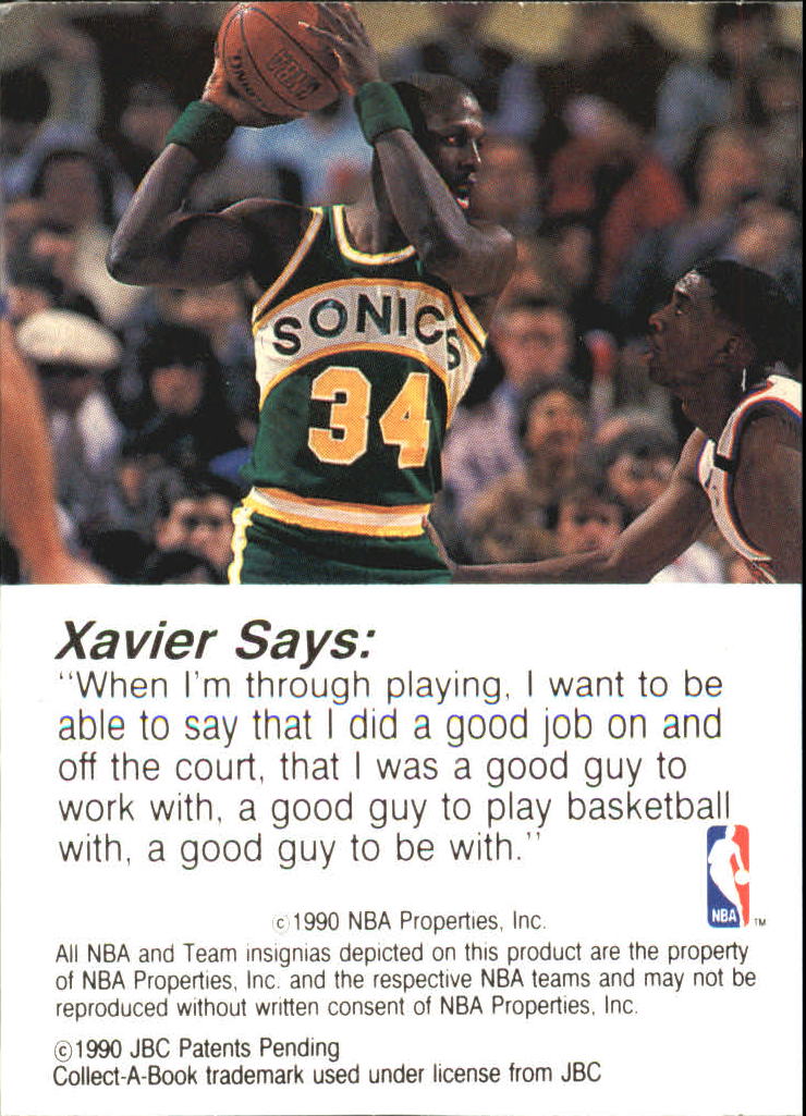 1990-91 Hoops CollectABooks #42 Xavier McDaniel back image