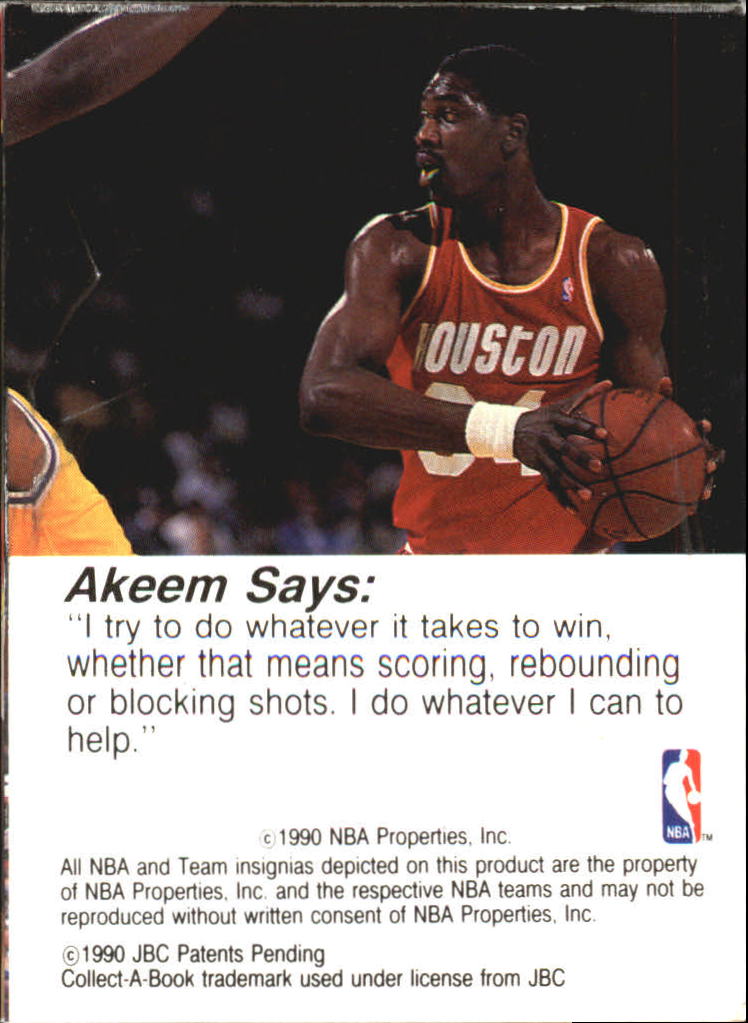 1990-91 Hoops CollectABooks #43 Hakeem Olajuwon back image