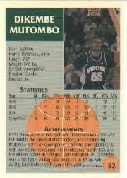1991 Front Row Update #52 Dikembe Mutombo back image