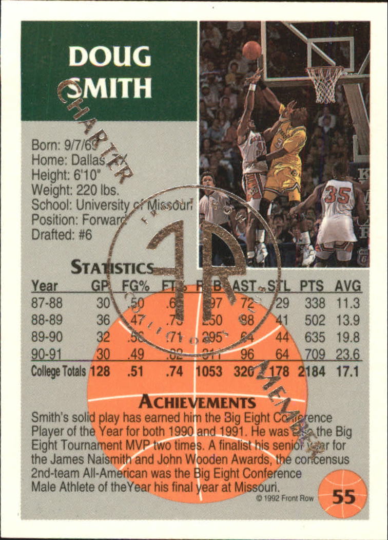 1991 Front Row Update Silver #55 Doug Smith back image