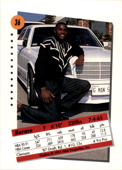 1991-92 SkyBox #36 Horace Grant back image
