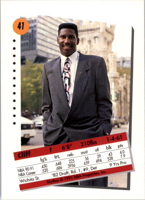 1991-92 SkyBox #41 Cliff Levingston back image