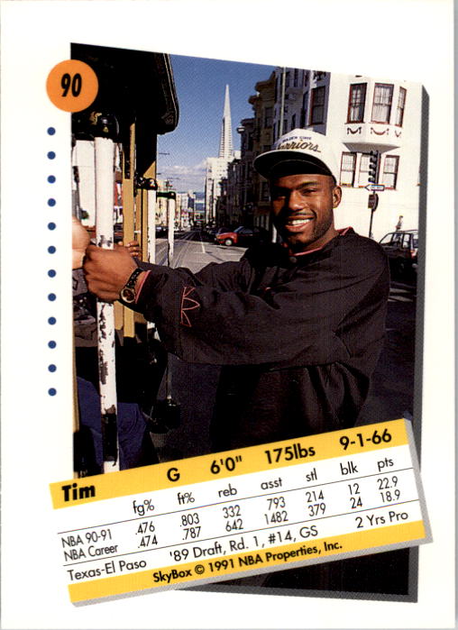 1991-92 SkyBox #90 Tim Hardaway back image