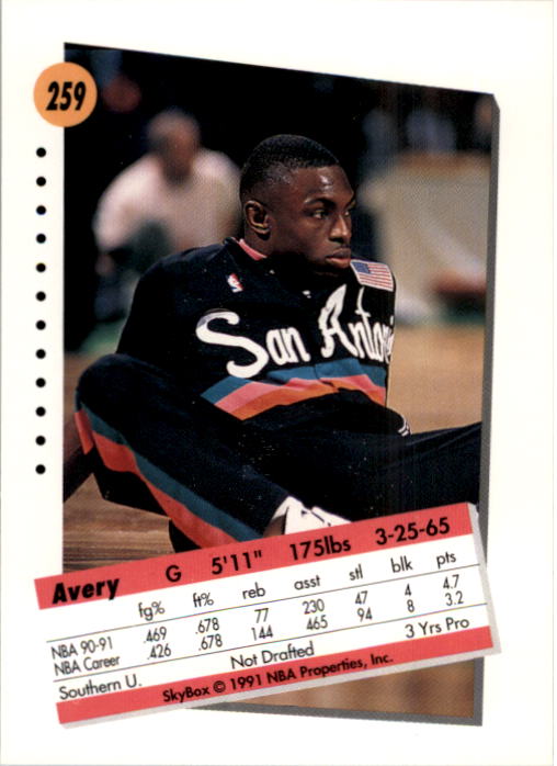 1991-92 SkyBox #259 Avery Johnson back image