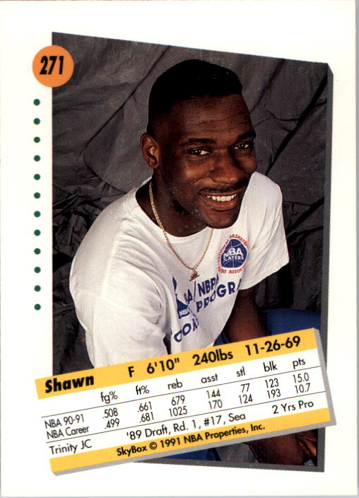 1991-92 SkyBox #271 Shawn Kemp back image
