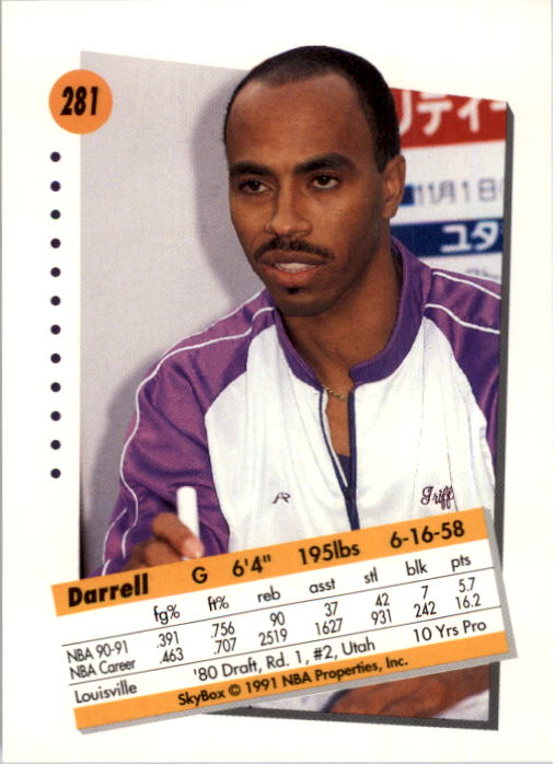 1991-92 SkyBox #281 Darrell Griffith back image