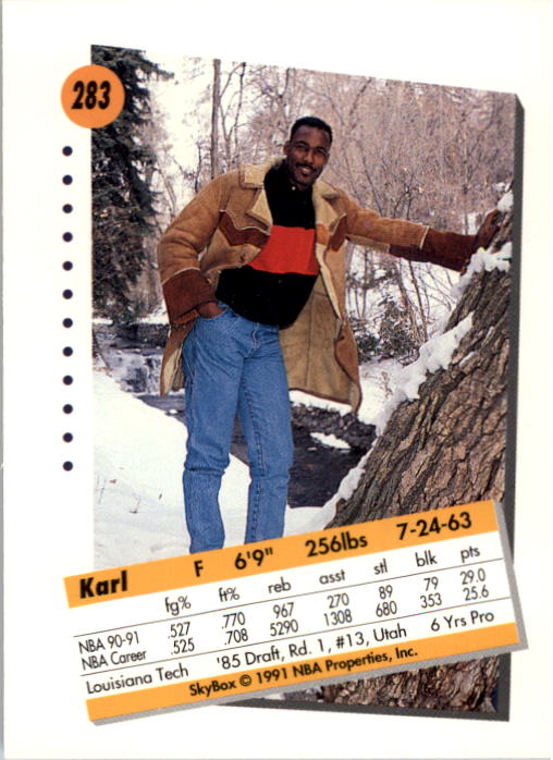 1991-92 SkyBox #283 Karl Malone back image