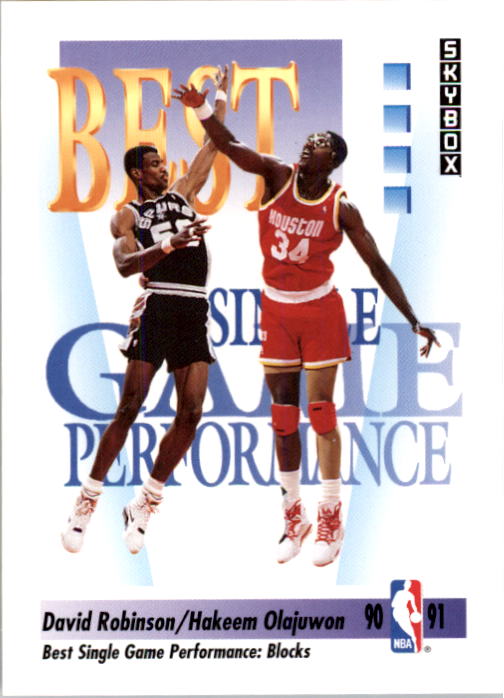 1991-92 SkyBox #311 Hakeem Olajuwon/David Robinson