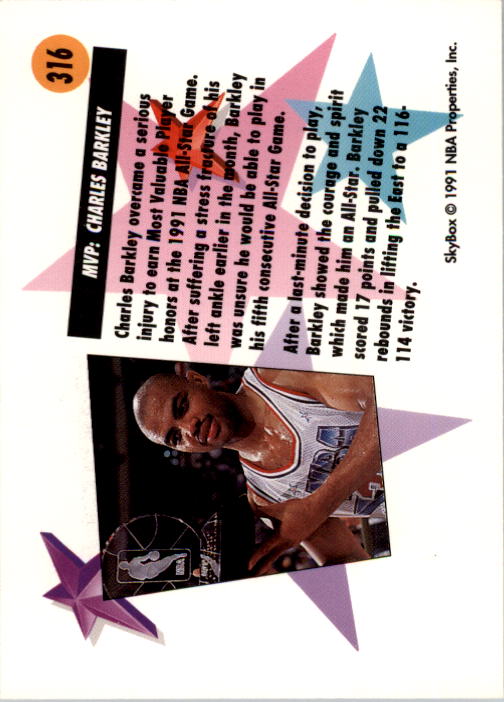 1991-92 SkyBox #316 Charles Barkley AS-MVP back image