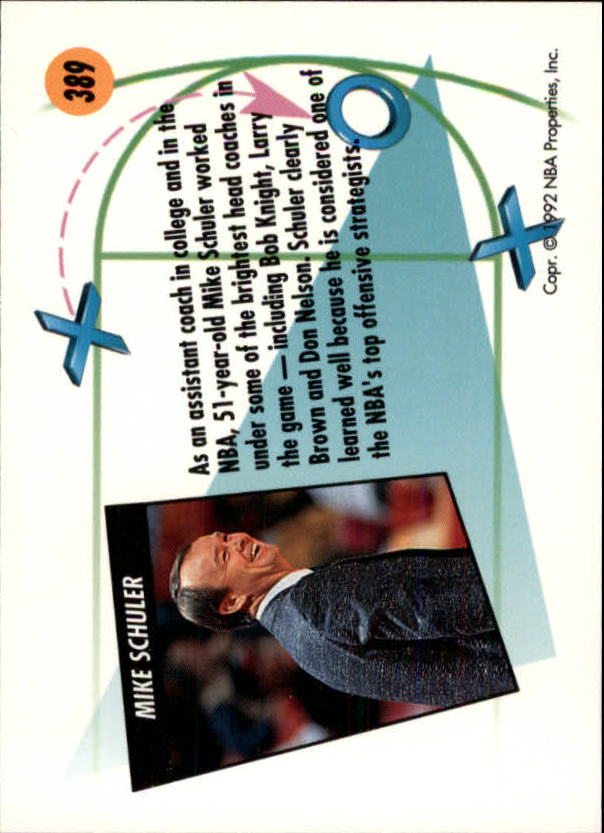 1991-92 SkyBox #389 Mike Schuler CO back image