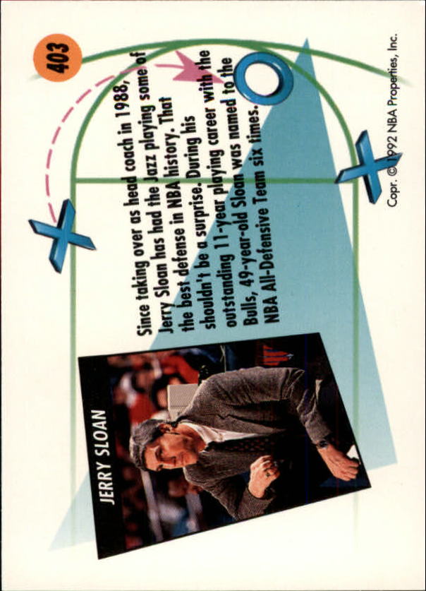 1991-92 SkyBox #403 Jerry Sloan CO back image