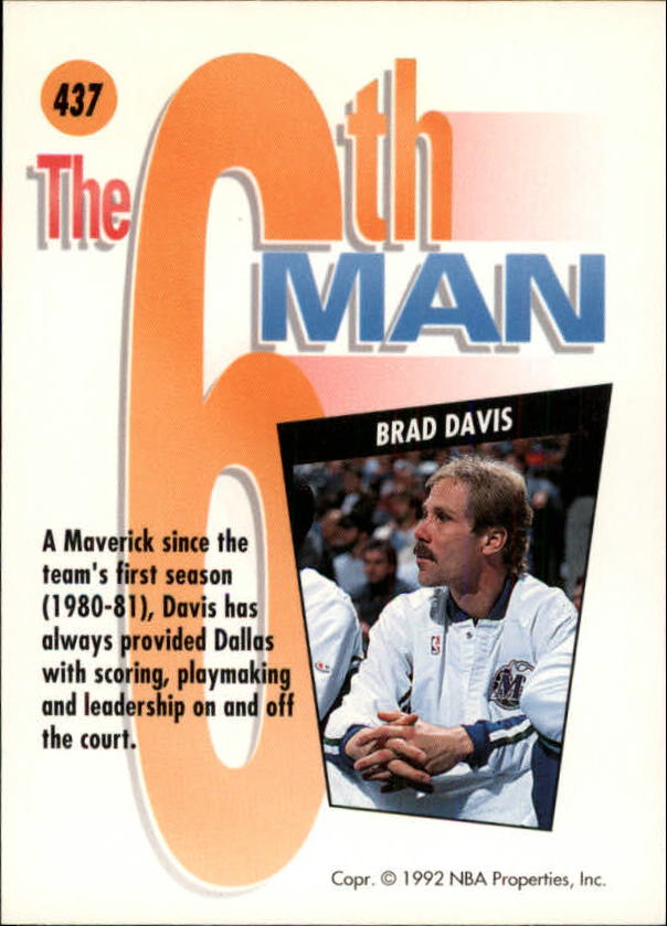 1991-92 SkyBox #437 Brad Davis SM back image