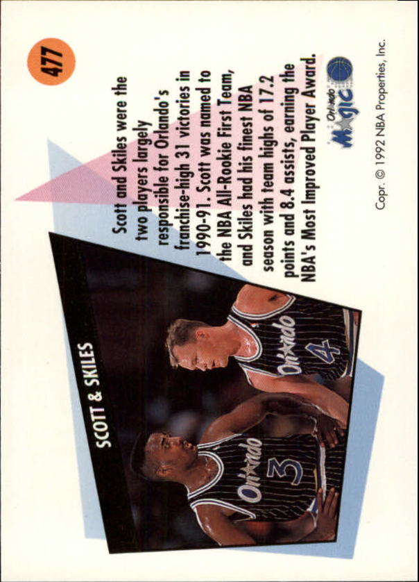 1991-92 SkyBox #477 Dennis Scott/Scott Skiles back image