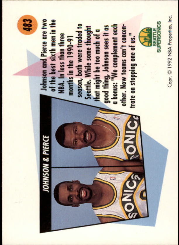 1991-92 SkyBox #483 Eddie Johnson/Ricky Pierce TW back image