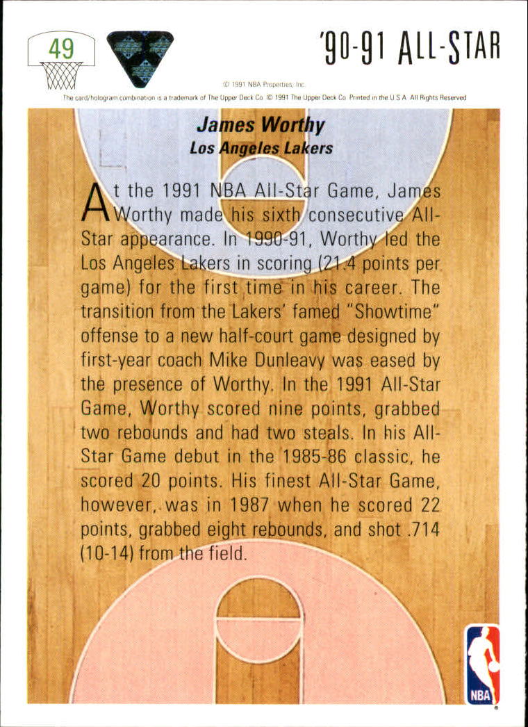 1991-92 Upper Deck #49 James Worthy AS back image