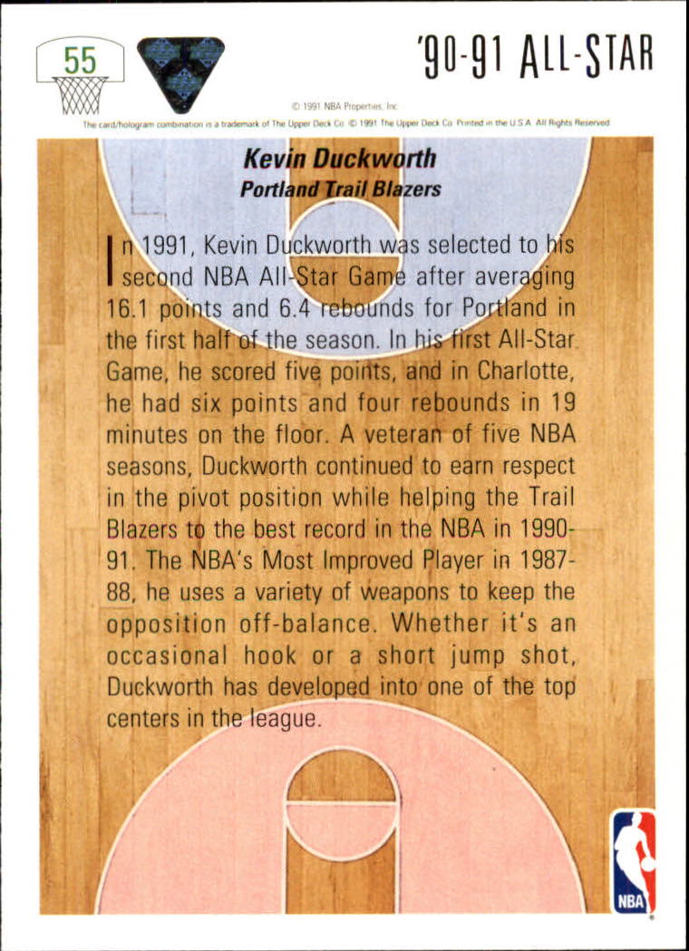 1991-92 Upper Deck #55 Kevin Duckworth AS back image