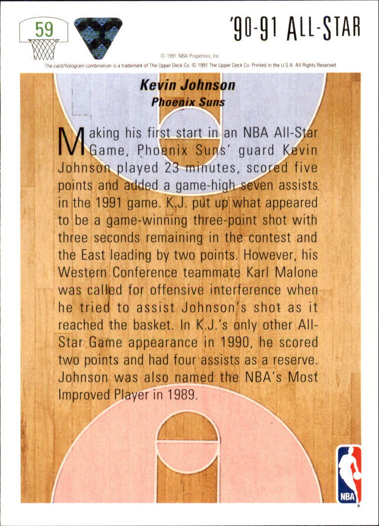 1991-92 Upper Deck #59 Kevin Johnson AS back image
