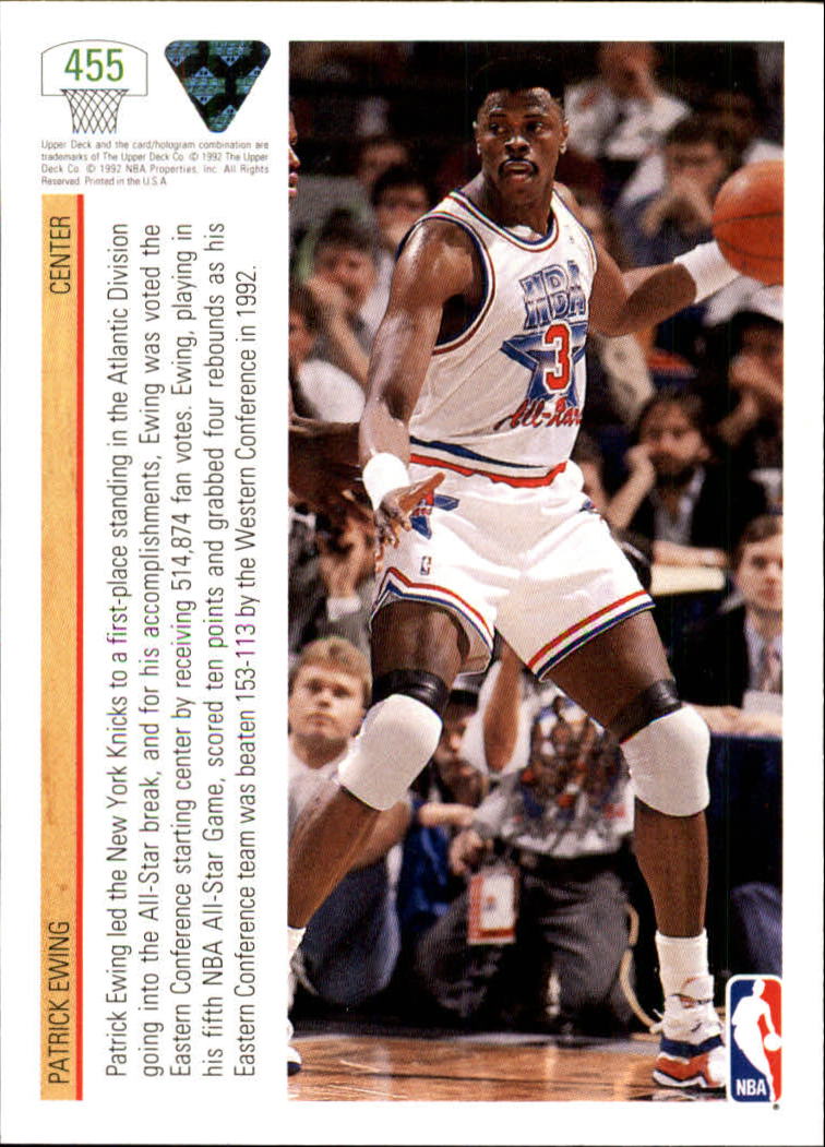 1991-92 Upper Deck #455 Patrick Ewing AS back image