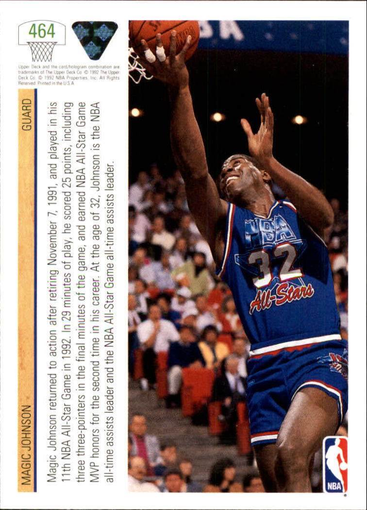 1991-92 Upper Deck #464 Magic Johnson AS back image