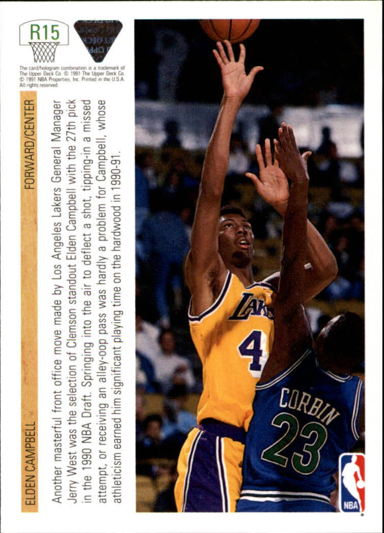 1991-92 Upper Deck Rookie Standouts #R15 Elden Campbell back image