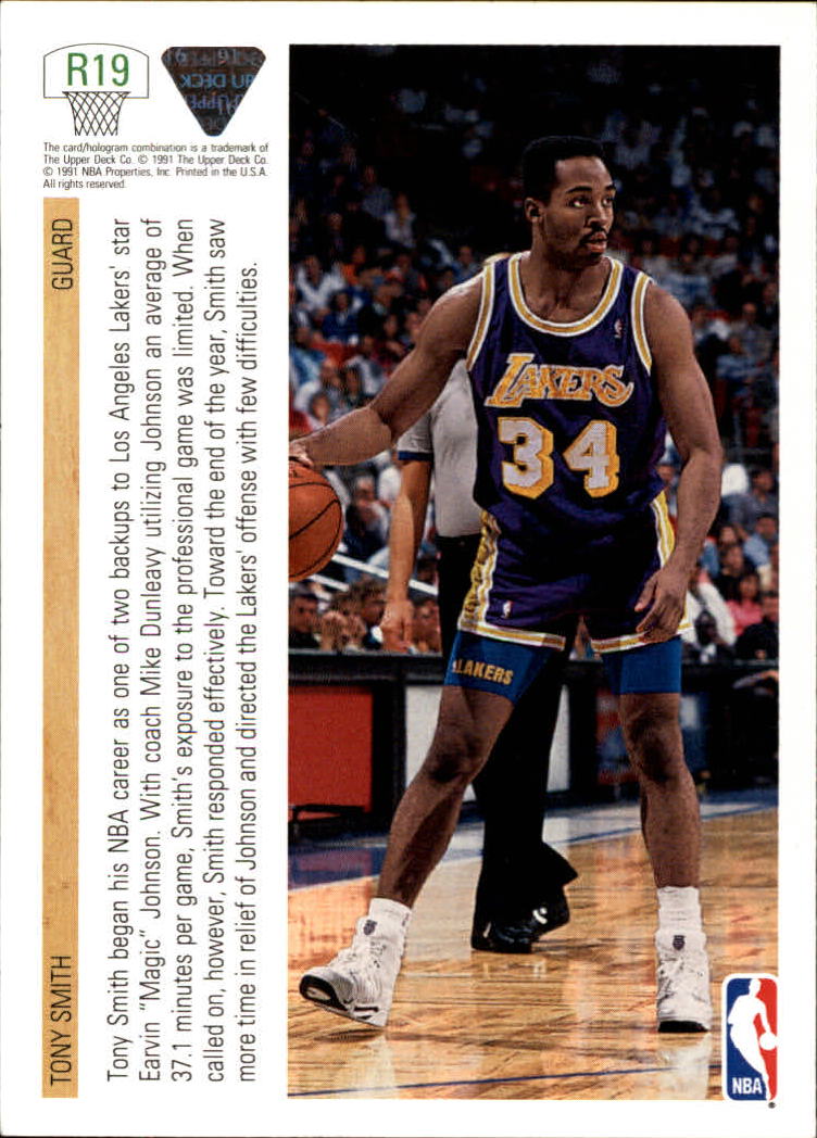 1991-92 Upper Deck Rookie Standouts #R19 Tony Smith back image