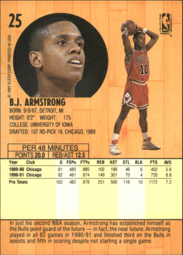 1991-92 Fleer #25 B.J. Armstrong back image