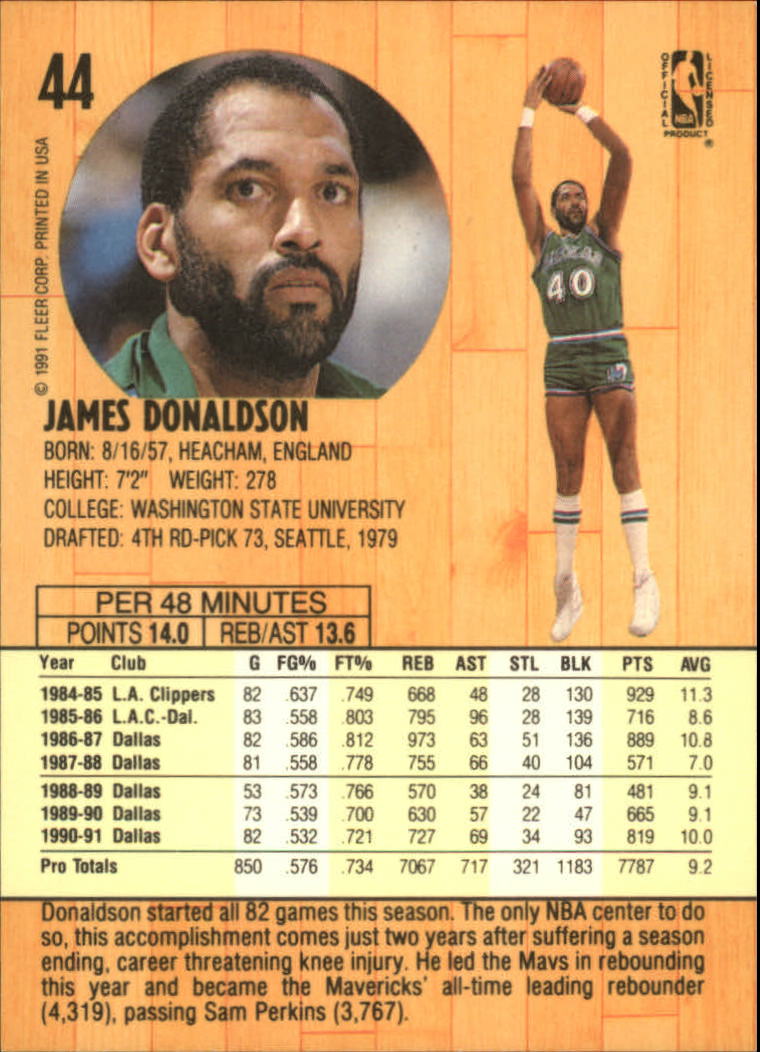 1991-92 Fleer #44 James Donaldson back image