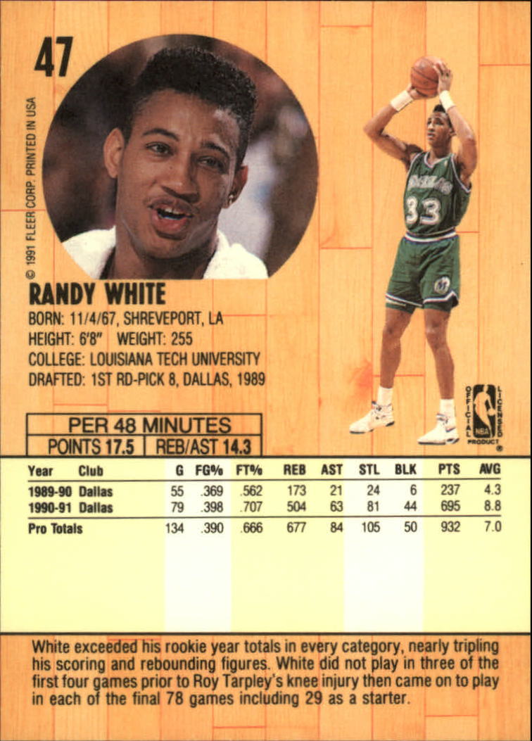 1991-92 Fleer #47 Randy White back image