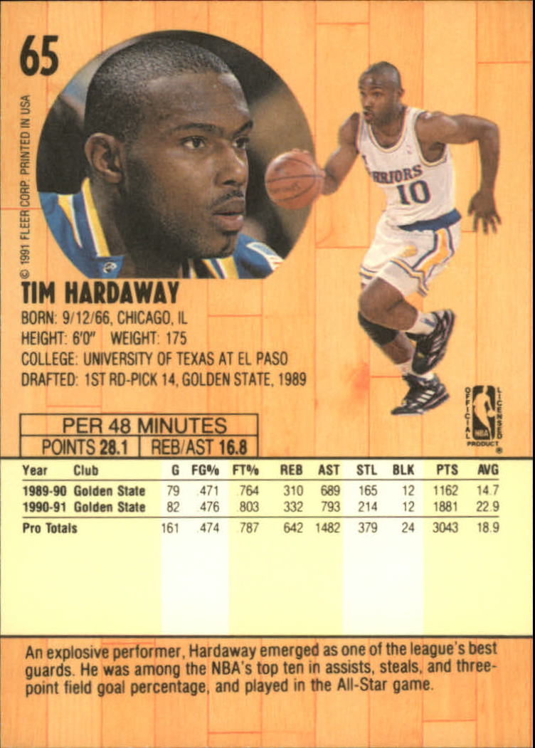 1991-92 Fleer #65 Tim Hardaway back image