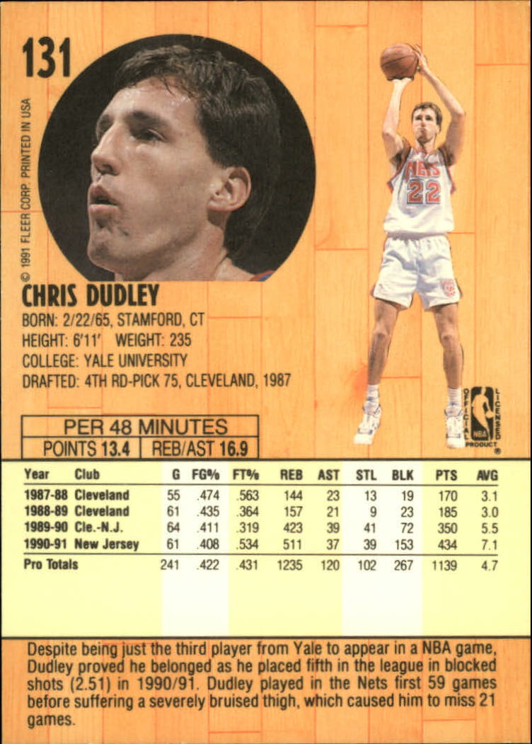 1991-92 Fleer #131 Chris Dudley back image