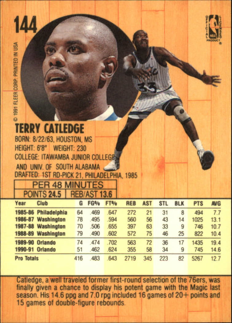 1991-92 Fleer #144 Terry Catledge back image