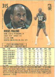 1991-92 Fleer #315 Moses Malone back image