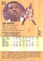 1991-92 Fleer #325 Greg Anthony RC back image