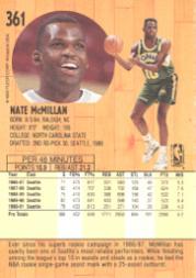 1991-92 Fleer #361 Nate McMillan back image