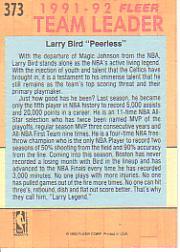 1991-92 Fleer #373 Larry Bird TL back image