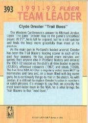 1991-92 Fleer #393 Clyde Drexler TL back image