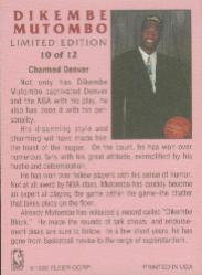 1991-92 Fleer Dikembe Mutombo #10 Dikembe Mutombo/Charmed Denver back image