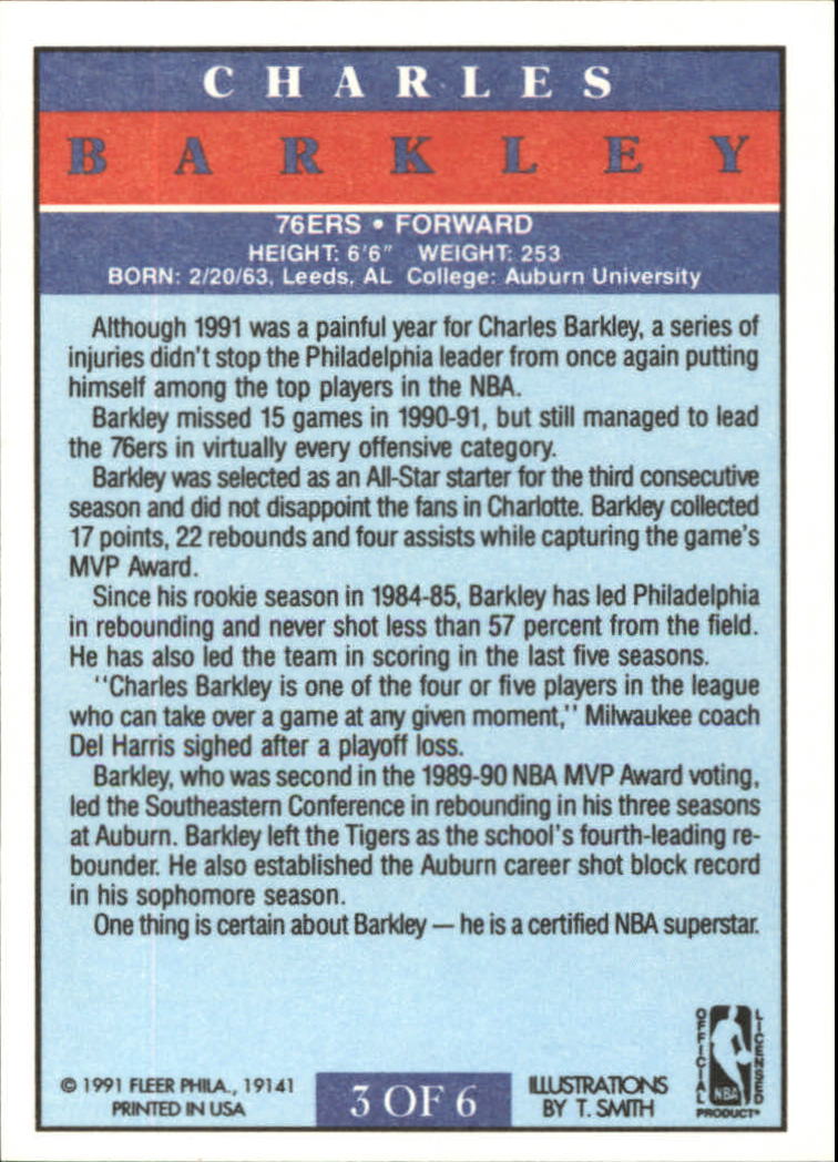 1991-92 Fleer Pro-Visions #3 Charles Barkley back image
