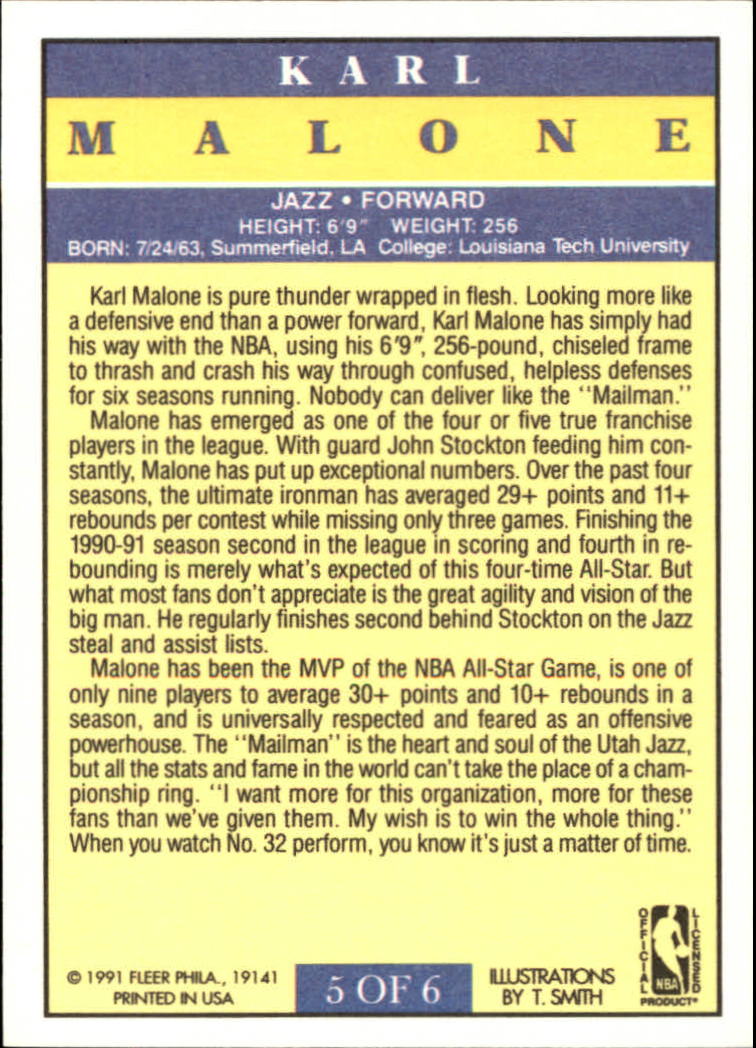 1991-92 Fleer Pro-Visions #5 Karl Malone back image
