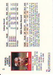 1991-92 Hoops #5 Rumeal Robinson UER/(Back says 11th pick/in 1990, should be 10th) back image