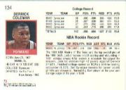 1991-92 Hoops #134 Derrick Coleman back image
