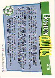 1991-92 Hoops #275 Boston Celtics TC UER/(No NBA Hoops logo on card front) back image