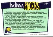 1991-92 Hoops #284 Indiana Pacers TC back image