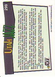 1991-92 Hoops #299 Utah Jazz TC back image