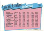 1991-92 Hoops #311 Rebounds LL UER/David Robinson/Dennis Rodman/(Robinson credited as/playing for Houston) back image