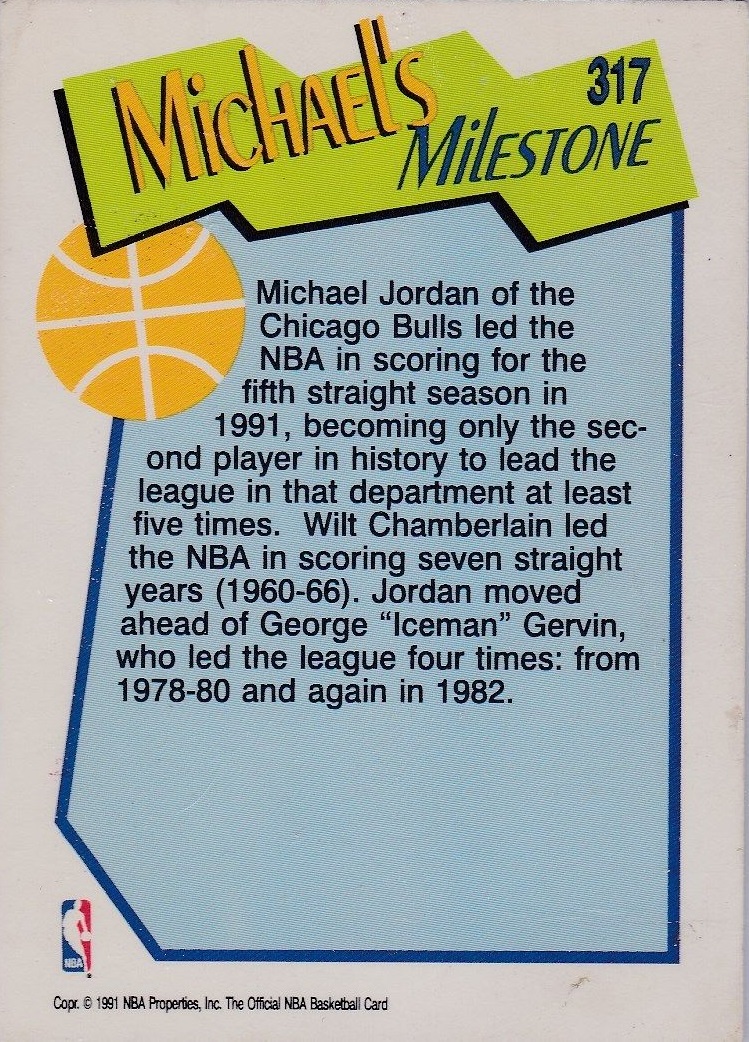 1991-92 Hoops #317 Michael Jordan MS back image