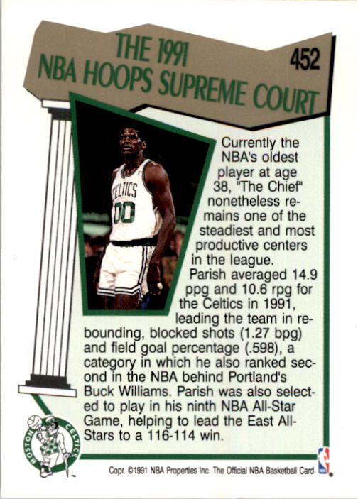 1991-92 Hoops #452 Robert Parish SC back image